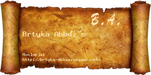 Brtyka Abbás névjegykártya